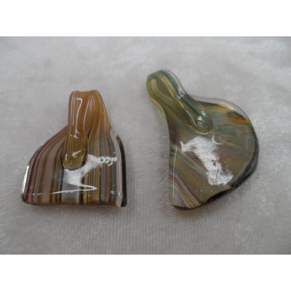 Glass Fish Tale Pendant Necklace Set With Black Cord Set of 2 - Picture 3 of 5